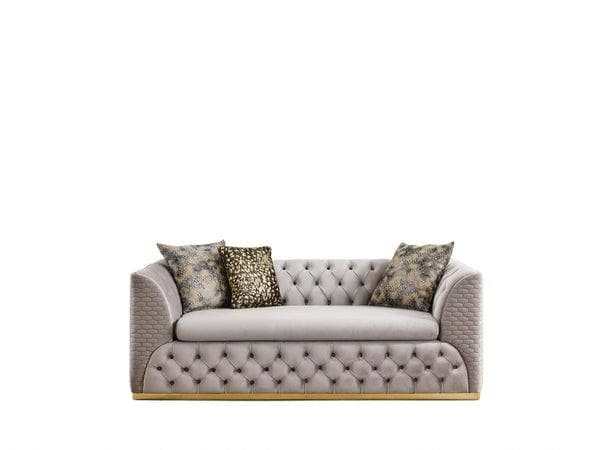 Buena Beige Velvet Sofa & Loveseat / 2pc - Ornate Home