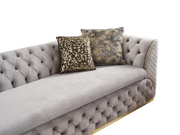 Buena Beige Velvet Sofa & Loveseat / 2pc - Ornate Home