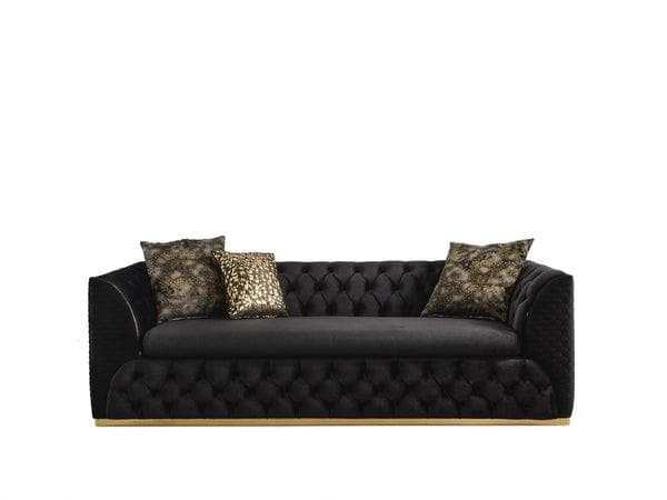 Buena Black Velvet Sofa & Loveseat / 2pc - Ornate Home