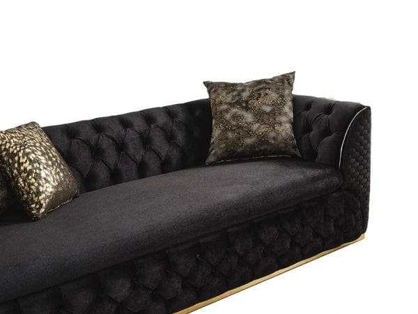 Buena Black Velvet Sofa & Loveseat / 2pc - Ornate Home