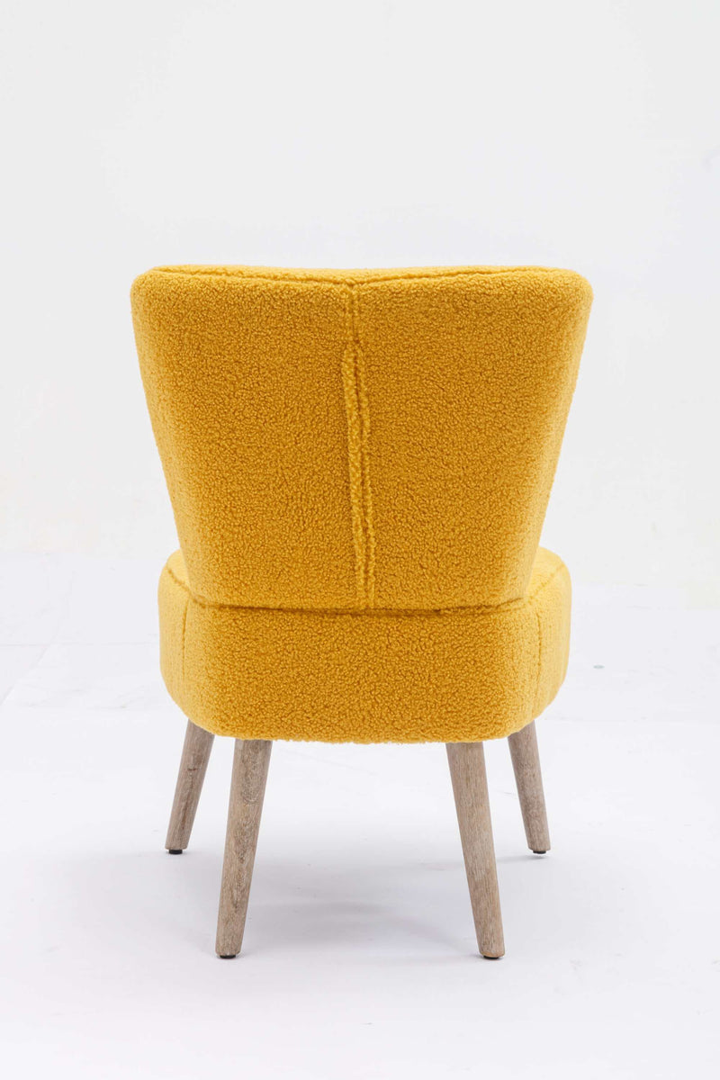 Smithe Teddy Button Accent Slipper Chair Yellow