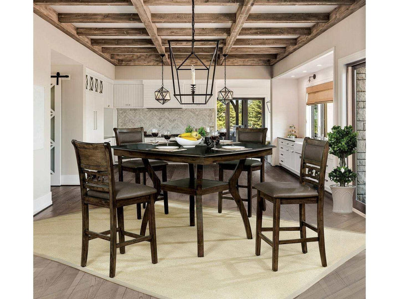 Flick - Walnut & Gray - Counter Height Dining Set / 5pc - Ornate Home