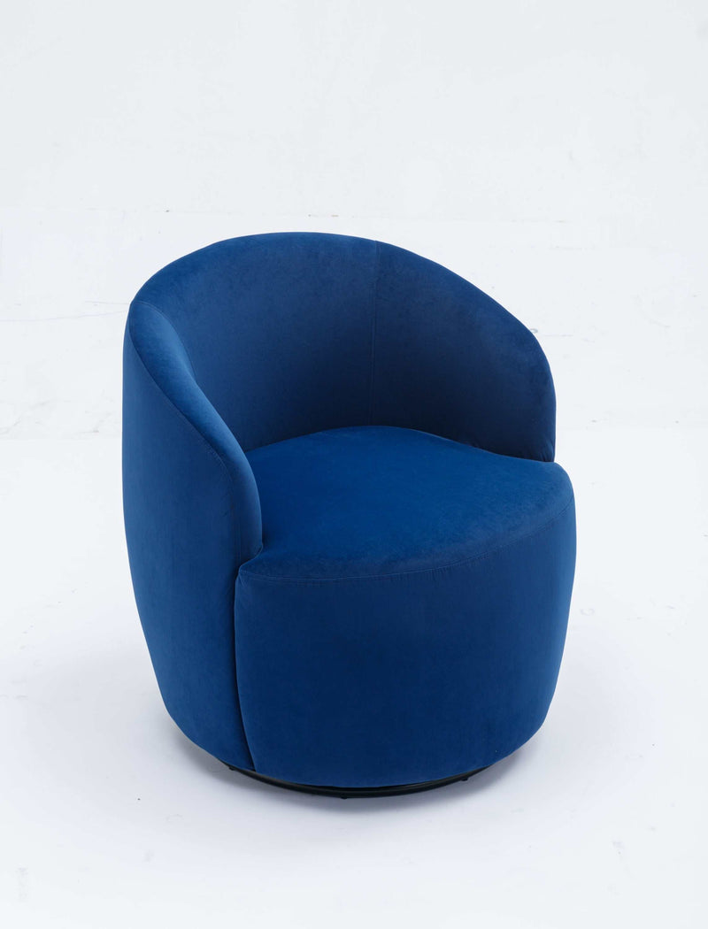 Tule Velvet Swivel Accent Armchair with Metal Ring Detail Blue