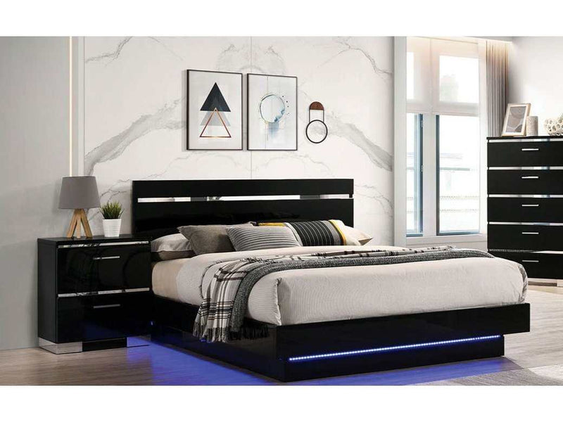 Erlach Black & Chrome Queen Bed - Ornate Home