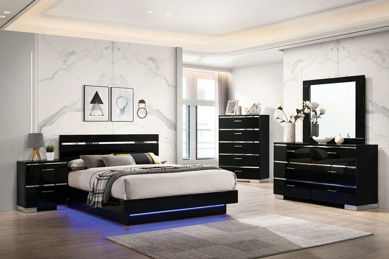 Erlach Black & Chrome Queen Bed - Ornate Home