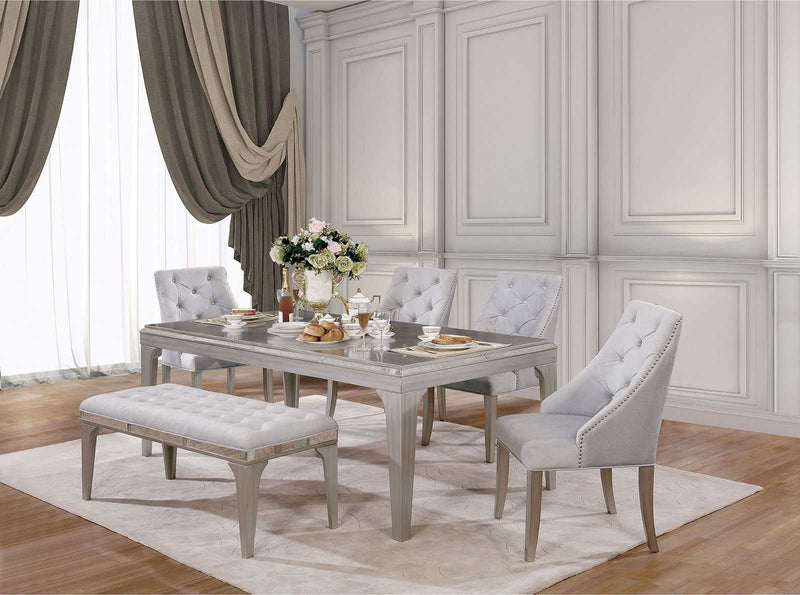 Diocles Silver & Gray Bench - Ornate Home