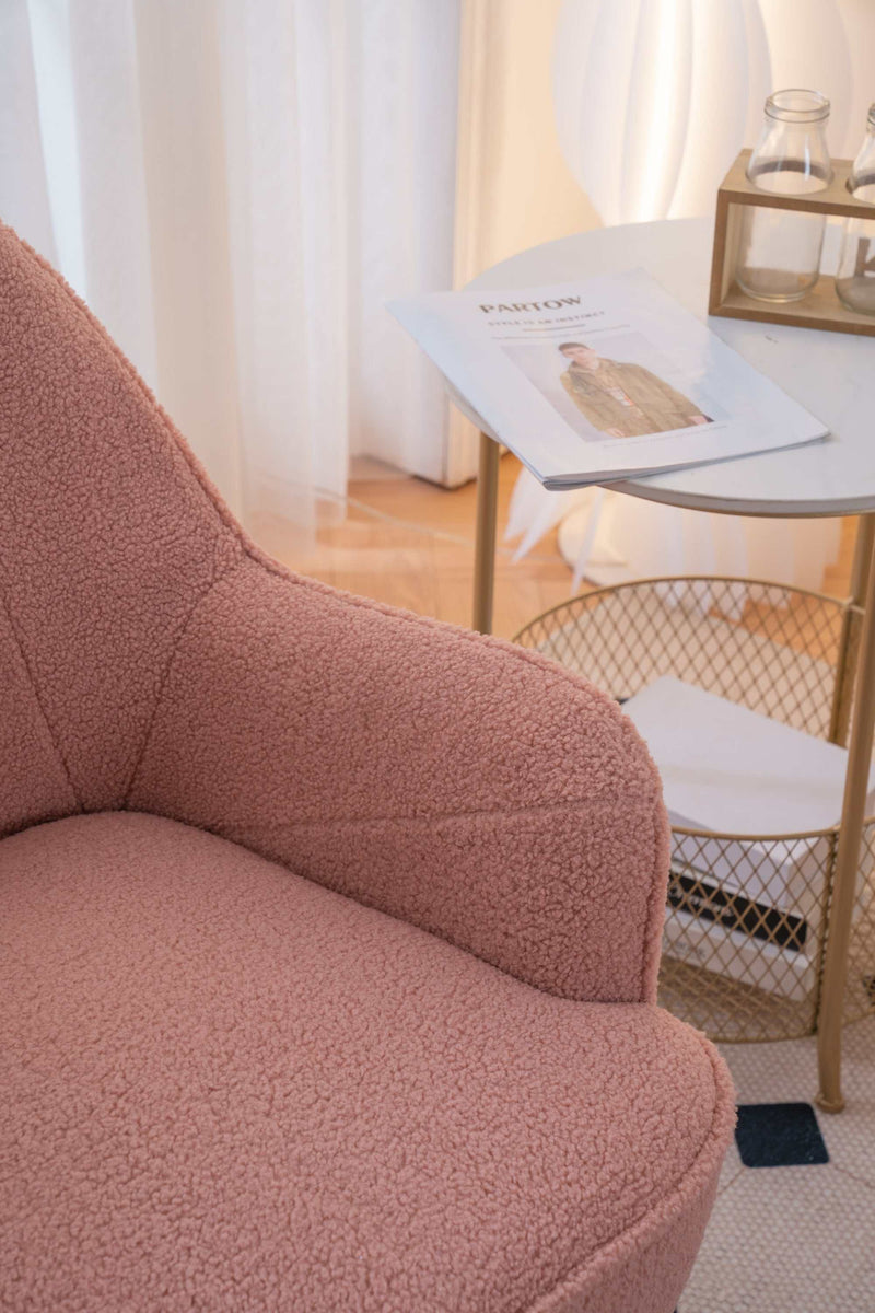 Volta Soft Pink Teddy  Accent Chair
