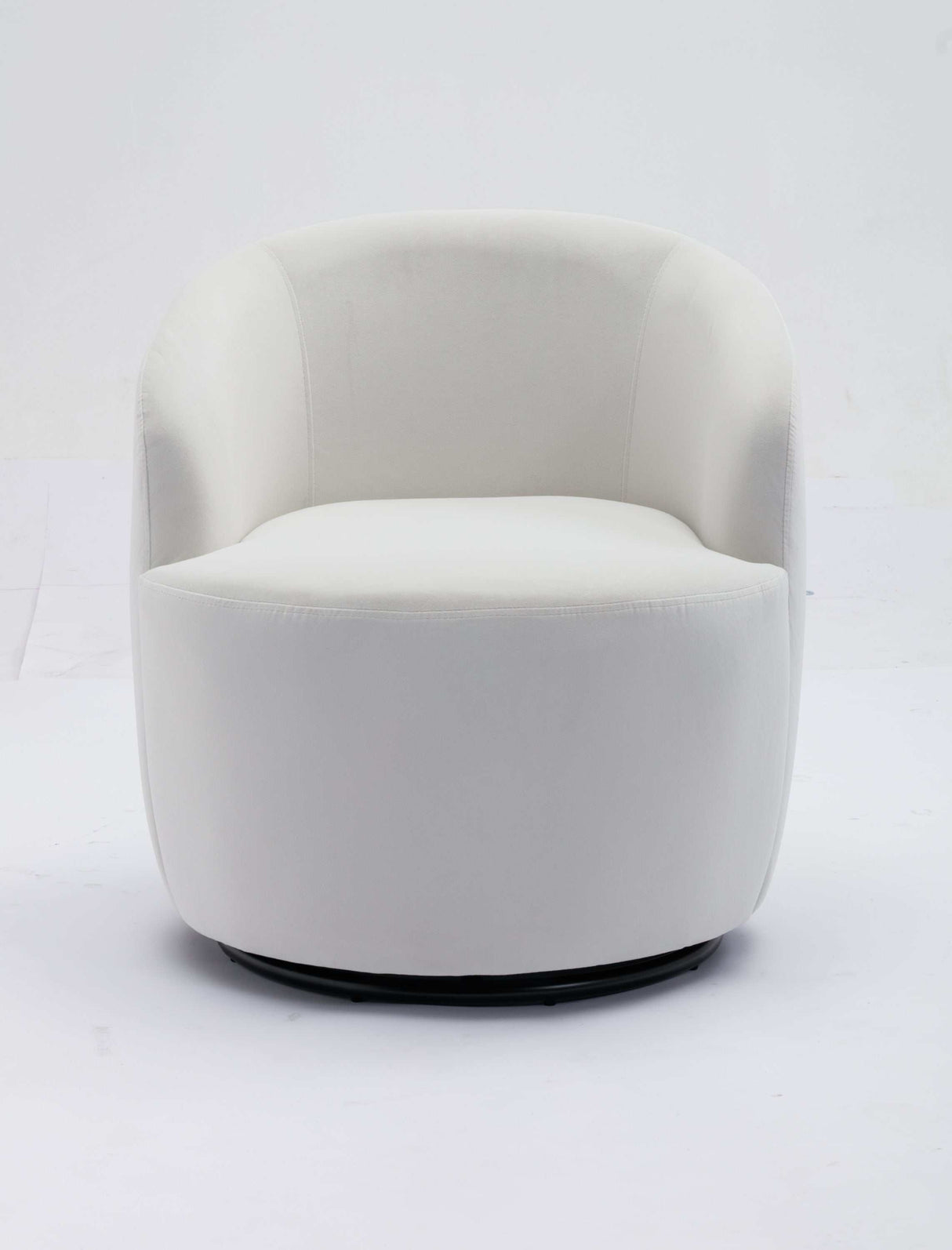 Tule Velvet Swivel Accent Armchair with Metal Ring Detail White - Ornate Home