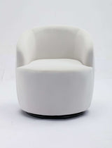 Tule Velvet Swivel Accent Armchair with Metal Ring Detail White - Ornate Home