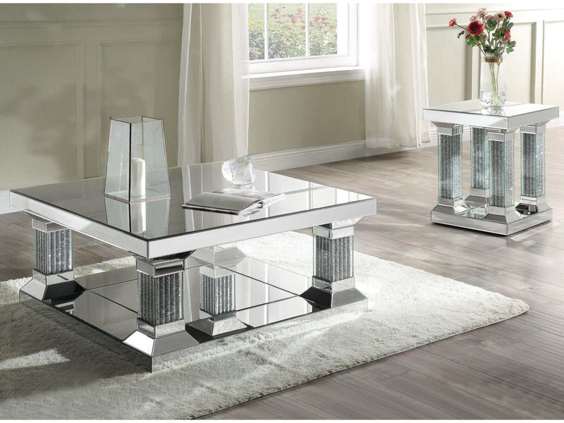 Caesia Mirrored & Faux Diamonds Coffee Table - Ornate Home