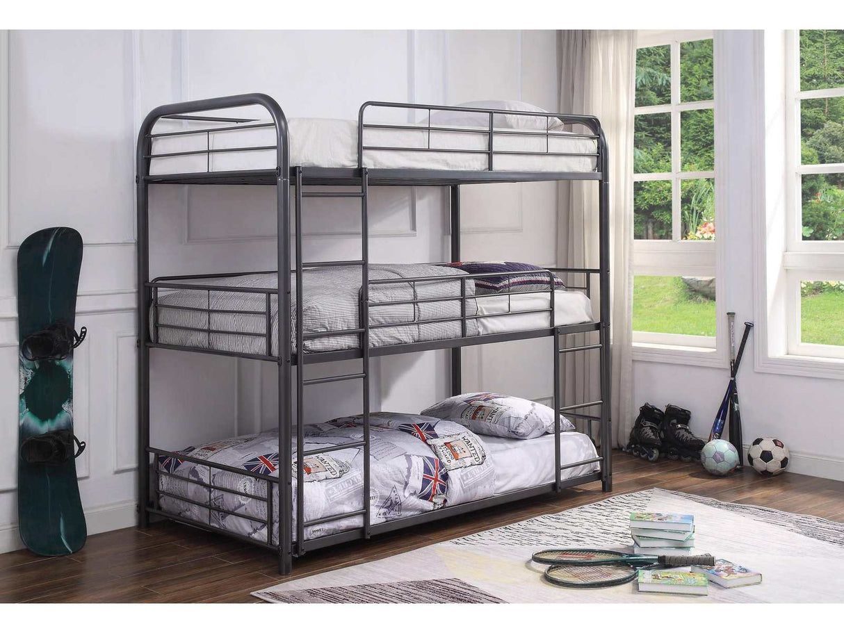 Cairo Gunmetal Bunk Bed (Triple Twin) - Ornate Home