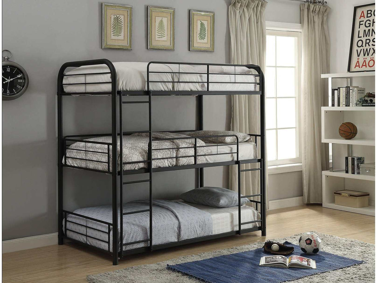 Cairo Sandy Black Bunk Bed (Triple Full) - Ornate Home