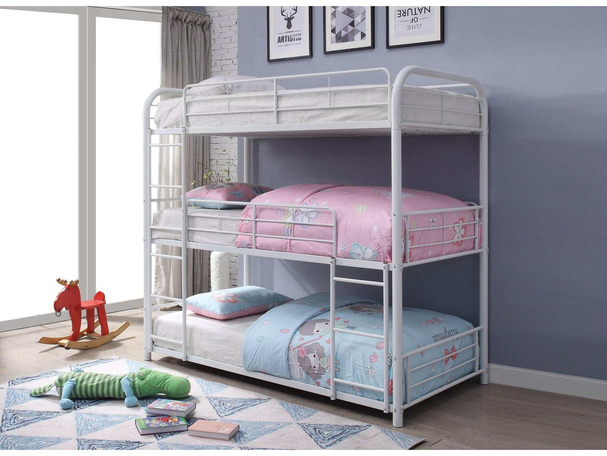 Cairo White Bunk Bed (Triple Twin) - Ornate Home