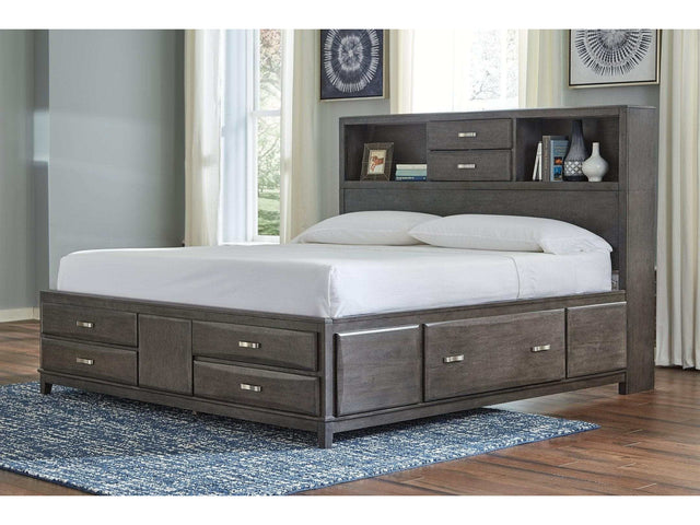 Caitbrook Gray Queen Storage Bed w/ 8 Drawers - Ornate Home