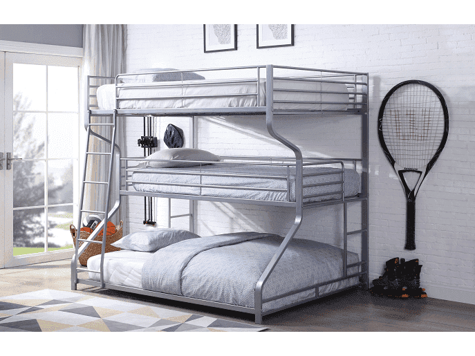 Caius II Silver Bunk Bed (Triple Full/Twin/Queen) - Ornate Home