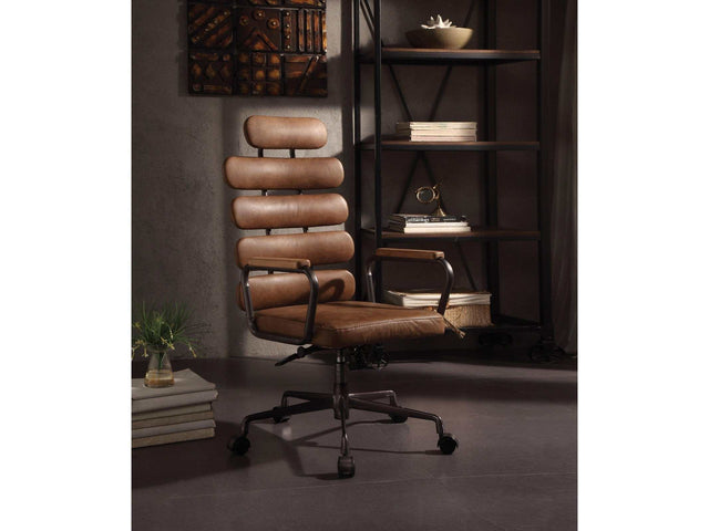 Calan Retro Brown Top Grain Leather Office Chair - Ornate Home