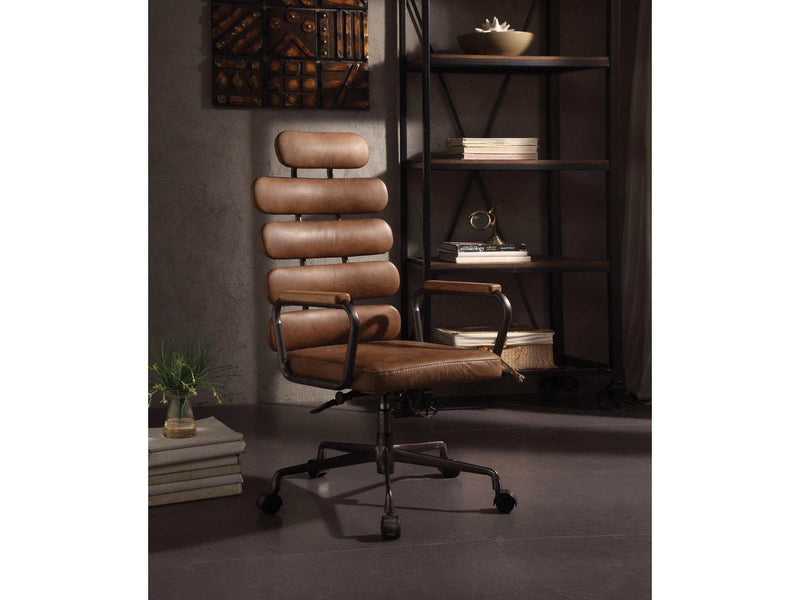 Calan Retro Brown Top Grain Leather Office Chair - Ornate Home