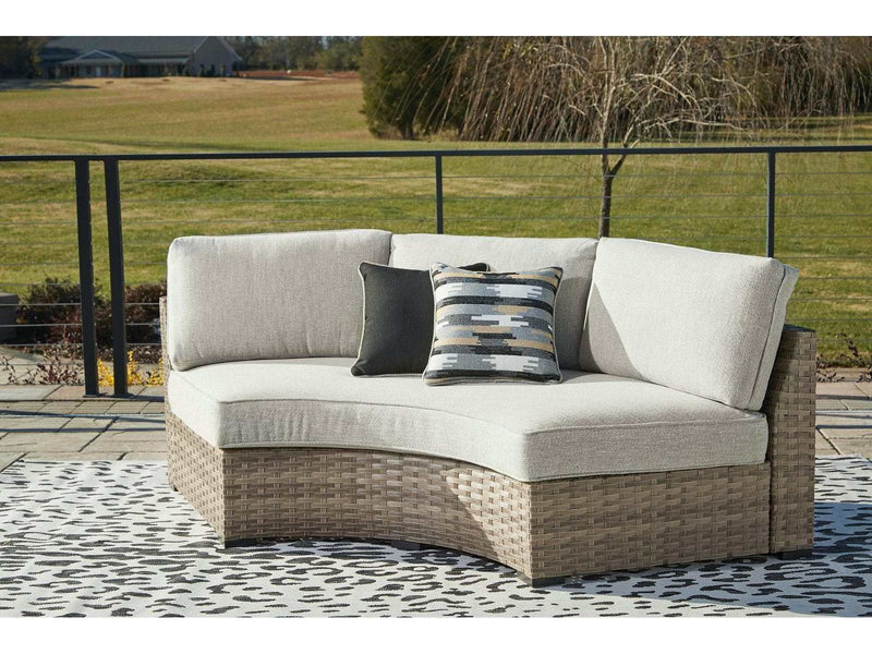 Calworth Outdoor Curved Loveseat with Cushion - Ornate Home