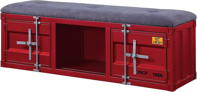 Cargo - Gray & Red - Storage Bench - Ornate Home