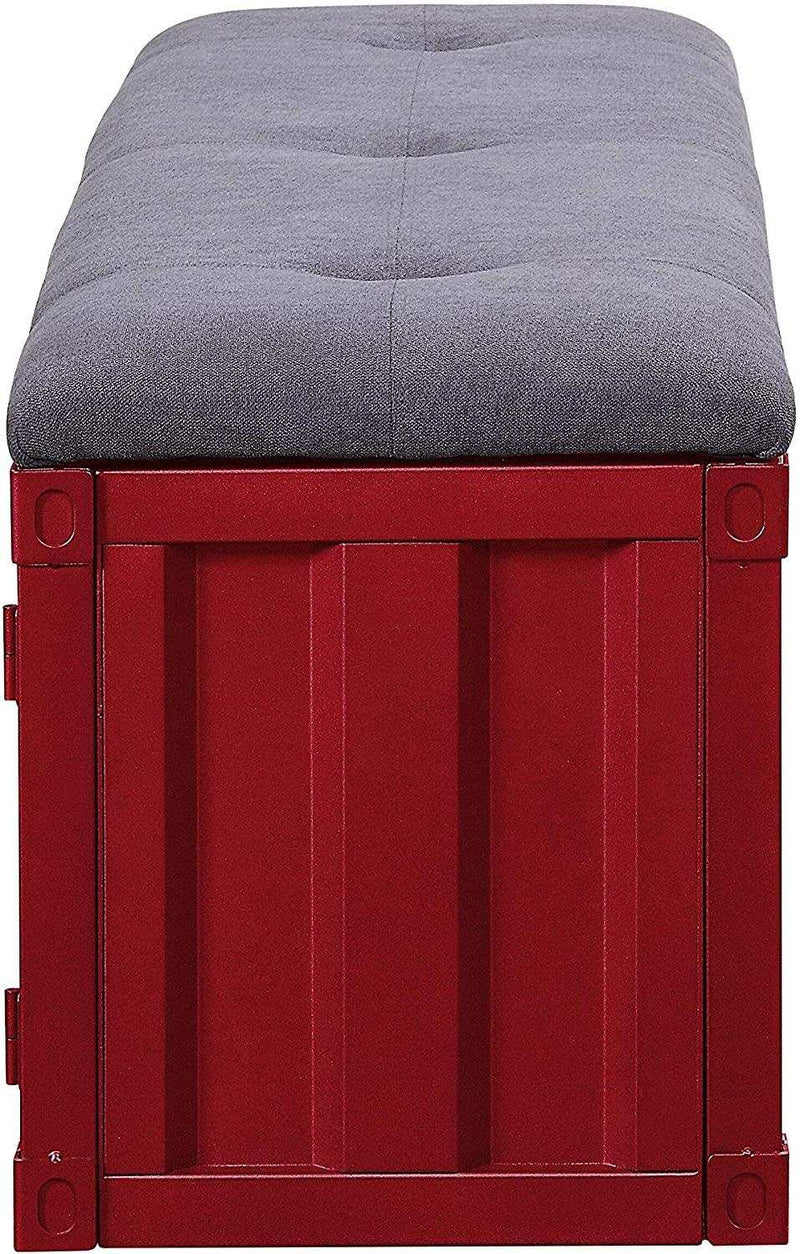 Cargo - Gray & Red - Storage Bench - Ornate Home