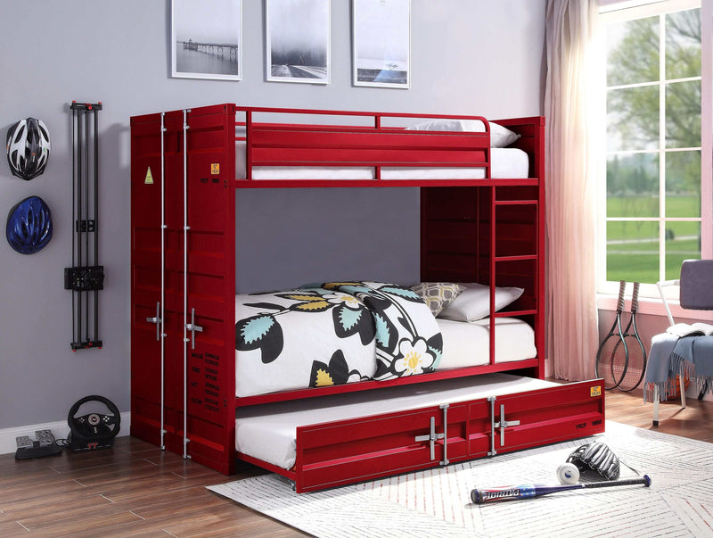 Cargo Red Bunk Bed (Twin/Twin) - Ornate Home