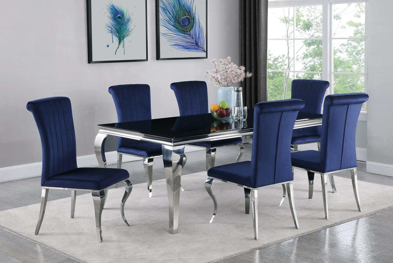 Carone Ink Blue & Chrome Side Chairs (Set Of 4) - Ornate Home