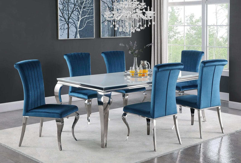 Carone Teal & Chrome Side Chairs (Set Of 4) - Ornate Home