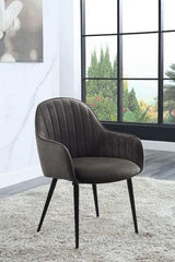 Caspian Dark Gray Fabric & Black Dining Chair (Set of 2) - Ornate Home