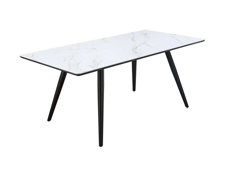Caspian White Faux Marble & Black Dining Table - Ornate Home