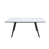 Caspian White Faux Marble & Black Dining Table - Ornate Home