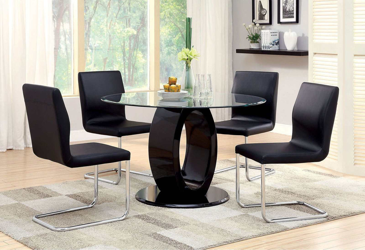 Lodia Black & Chrome  Dining Chair (Set of 2) - Ornate Home