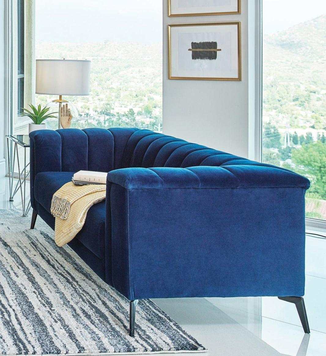 Chalet Blue Velvet Loveseat - Ornate Home