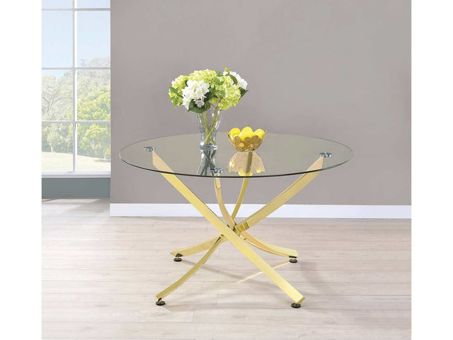 Chanel Brass & Clear Round Dining Table - Ornate Home