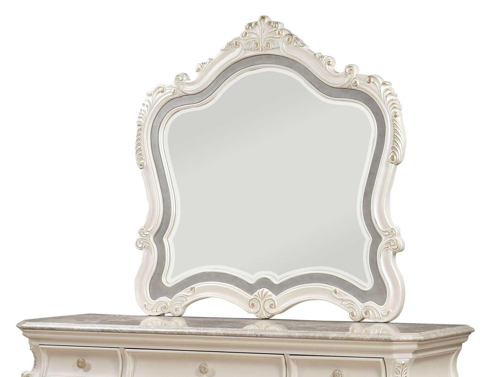 Chantelle Pearl White Mirror - Ornate Home