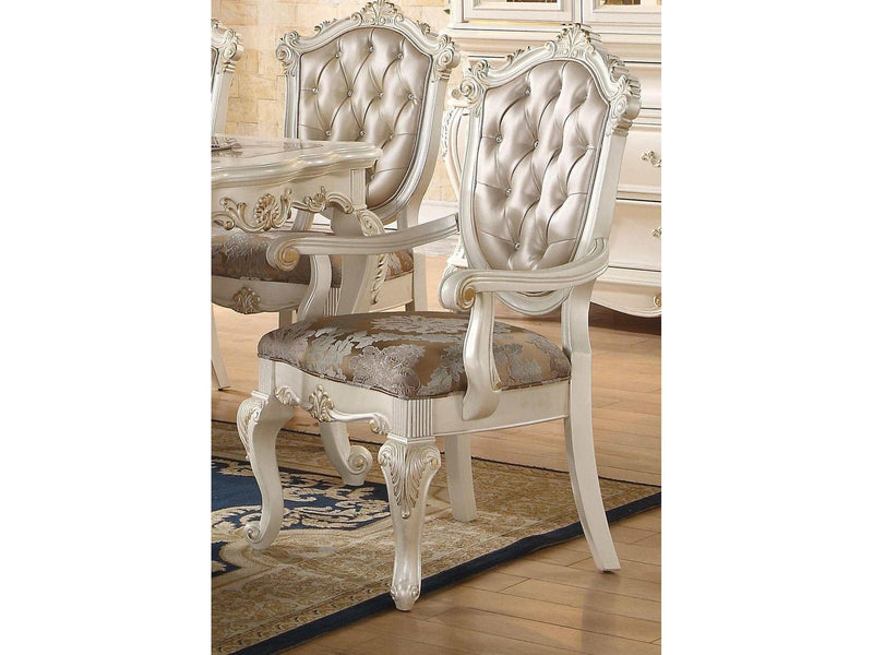 Chantelle Rose Gold PU & Pearl White Arm Chair - Ornate Home