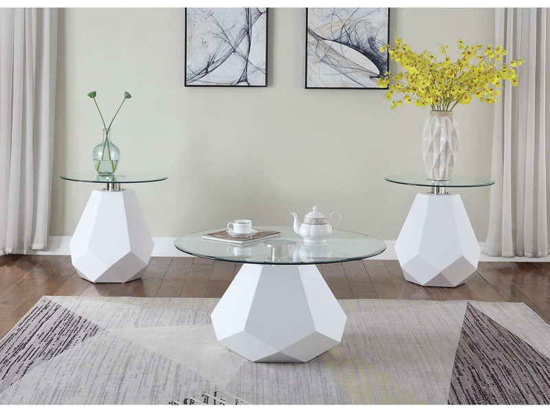Chara White High Gloss & Clear Glass Coffee Table - Ornate Home