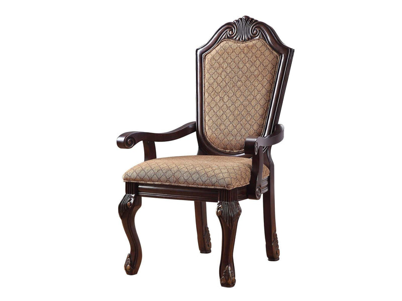 Chateau De Ville Fabric & Espresso Arm Chair - Ornate Home