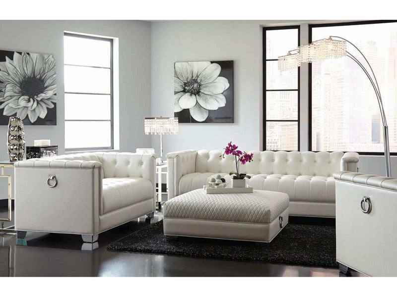 Chaviano - Pearl White - 2pc Stationary Living Room Set - Ornate Home
