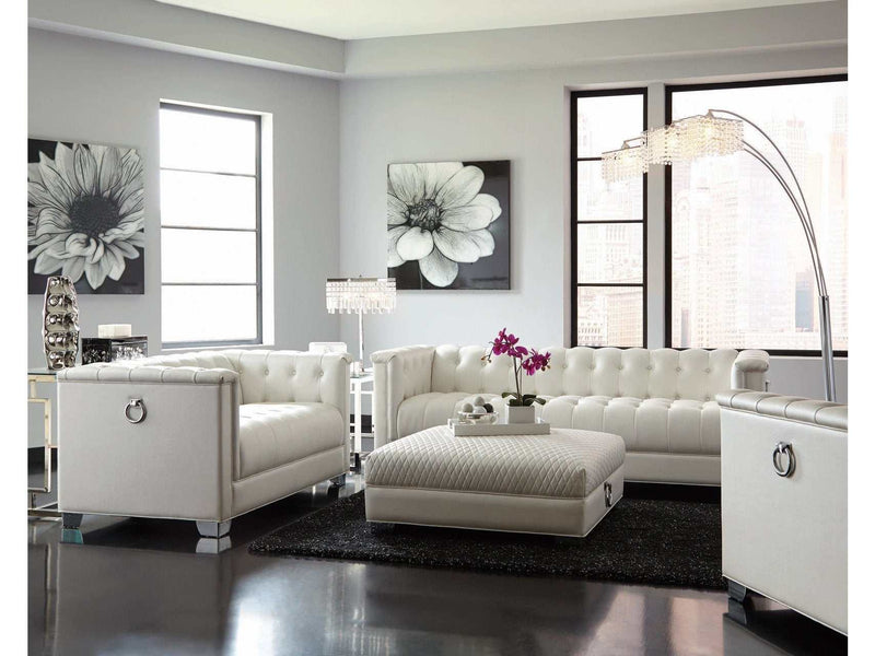 Chaviano Pearl White 3pc Living Room Set - Ornate Home