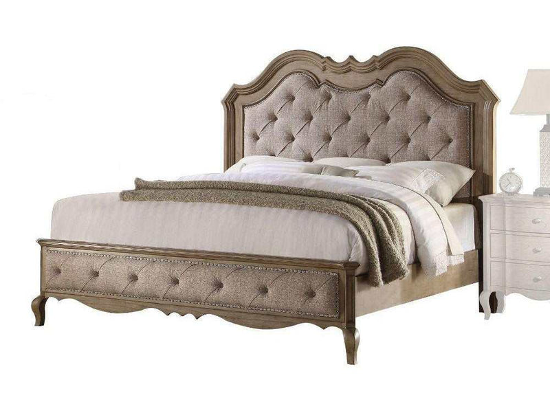 Chelmsford Beige Fabric & Antique Taupe Eastern King Bed - Ornate Home