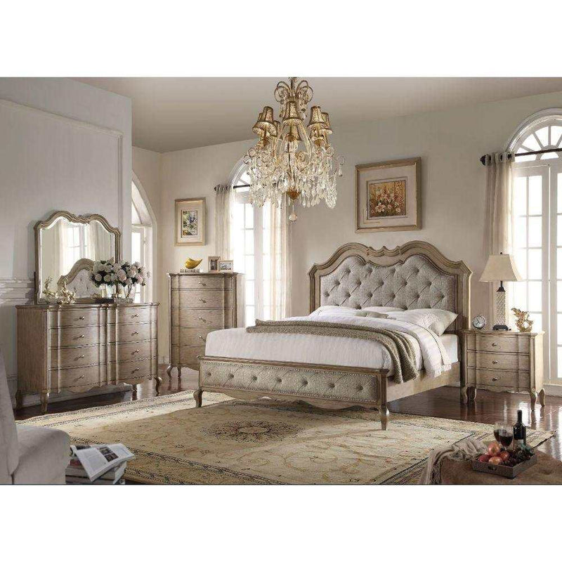 Chelmsford Beige Fabric & Antique Taupe Eastern King Bed - Ornate Home