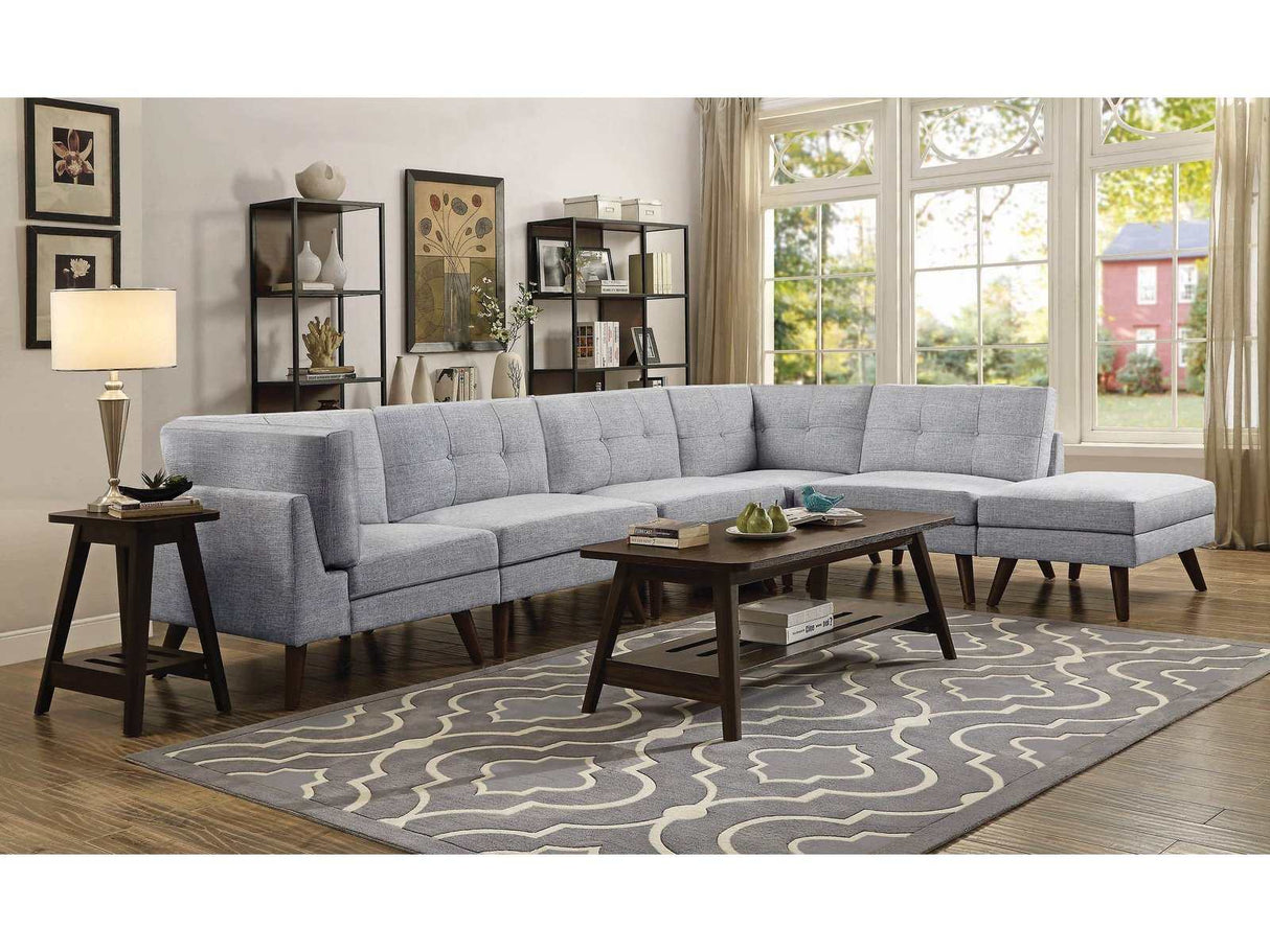 Churchill Grey L Shape Modular/Sectional Sofa w/ Ottoman - Ornate Home