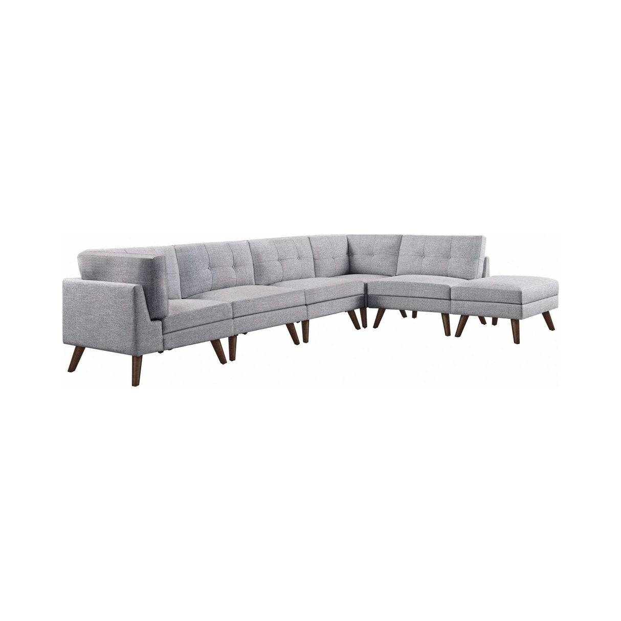 Churchill Grey L Shape Modular/Sectional Sofa w/ Ottoman - Ornate Home