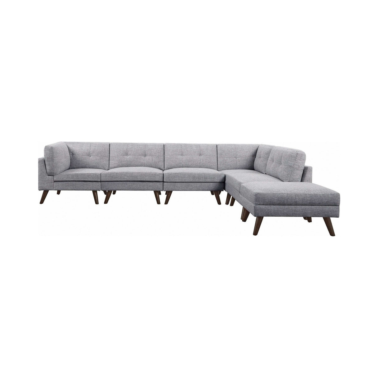 Churchill Grey L Shape Modular/Sectional Sofa w/ Ottoman - Ornate Home