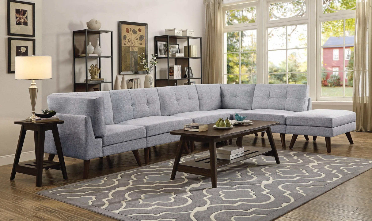 Churchill Grey L Shape Modular/Sectional Sofa w/ Ottoman - Ornate Home