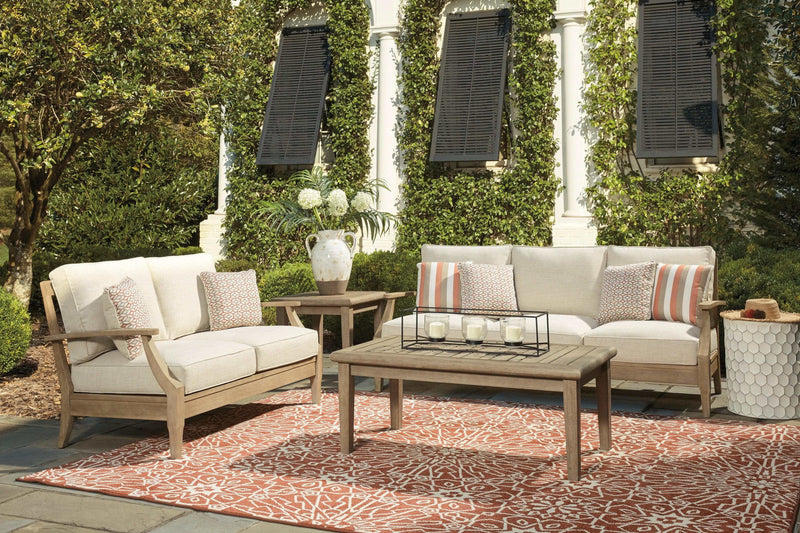 Clare View Beige Outdoor Sofa w/ Cushion - Ornate Home