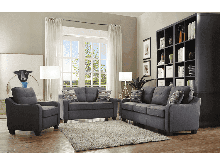 Cleavon II Gray Linen Sofa w/2 Pillows - Ornate Home