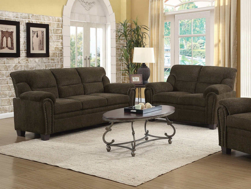 Clemintine Brown 2pc Stationary Living Room Set - Ornate Home