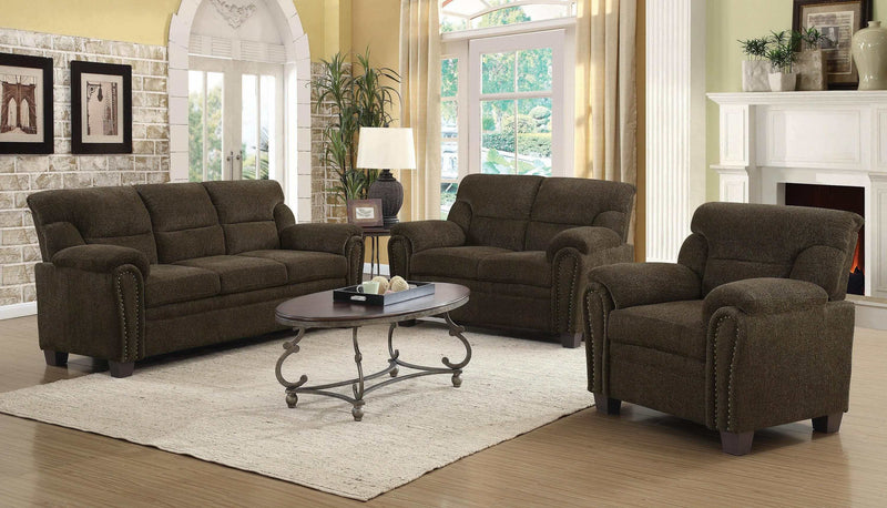 Clemintine Brown 2pc Stationary Living Room Set - Ornate Home