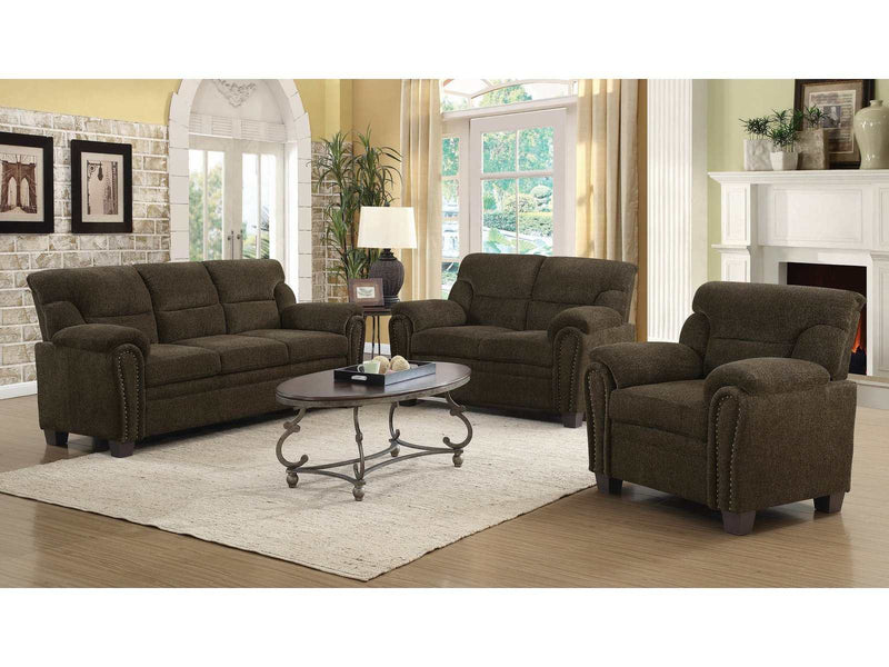 Clemintine Brown Stationary Loveseat - Ornate Home